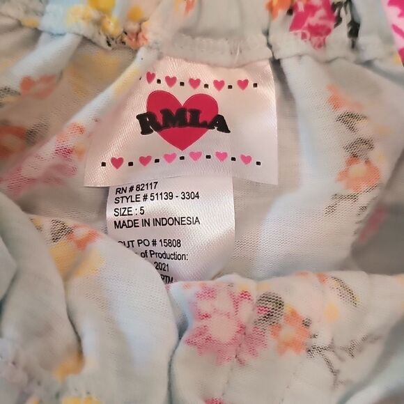 Floral Off-Shoulder Kids Top - Blue Size 5 - Picture 2 of 6